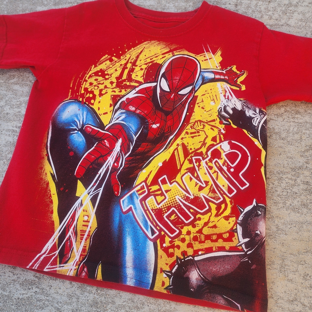 Marvel Spider-Man Red Graphic‎ All Over Wrap Around Print T-Shirt Youth Kids 6/7